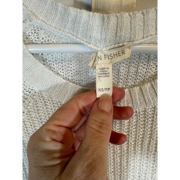 Eileen Fisher Organic Linen Cotton Blend Boat Neck Pullover Knit sz XS Tunic C15 - Picture 2 of 7